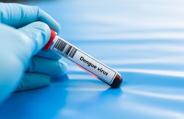 Obraz premium Blood sample tube for dengue virus test analysis.