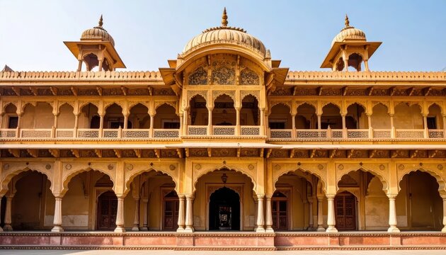 Magnificent Indian Palace Architecture with Intricate Details and Grandeur.