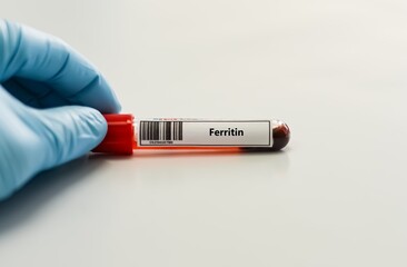 Obraz premium Blood sample tube for ferritin test analysis.