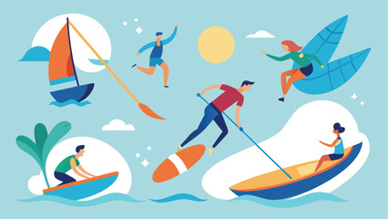 Water Sports, Summer Activities, People, Boating, Sailing, Surfing Icons © Rana Islam