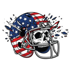 American Football Helmet with Skull and Explosive Design © colorshapppy