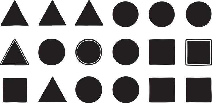 Geometric shapes in black and white colors illustration design