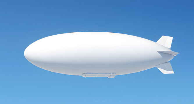 Modern Airship Floating in Blue Sky for Marketing Concept