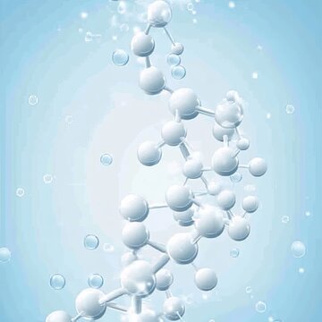 Abstract Molecular Structure on Light Blue Gradient Background with White Spheres for Science Use.