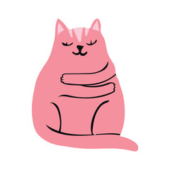 Cute pink cat illustration © Vooglo