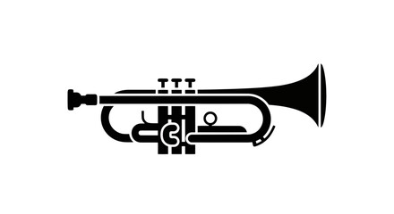 Naklejka premium Black silhouette of a trumpet musical instrument
