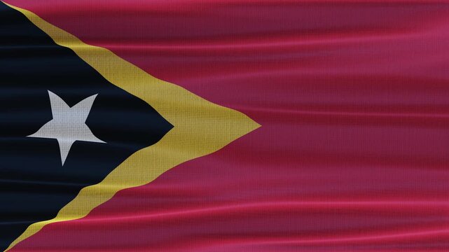 East Timor flag waving in the wind with high quality fabric texture