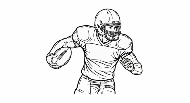 Stylized illustration of a football player in uniform holding a ball