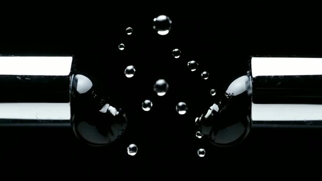 Fuel flows between pipes showing diminishing supply or Oil gushes from tubes depicting depletion of resources