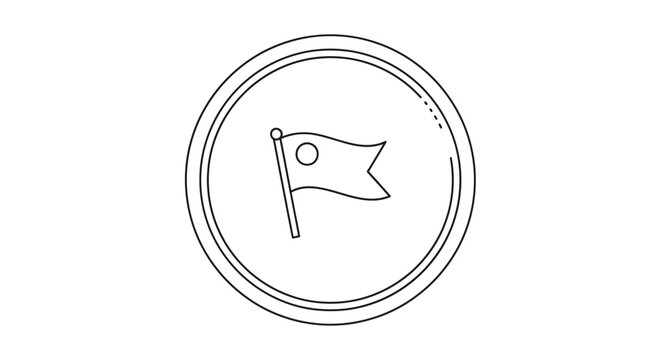 Flag in Circle Icon Symbol.
