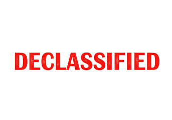 Fototapeta premium Red Declassified Rubber Stamp Text Impression on Paper, Stamp Png