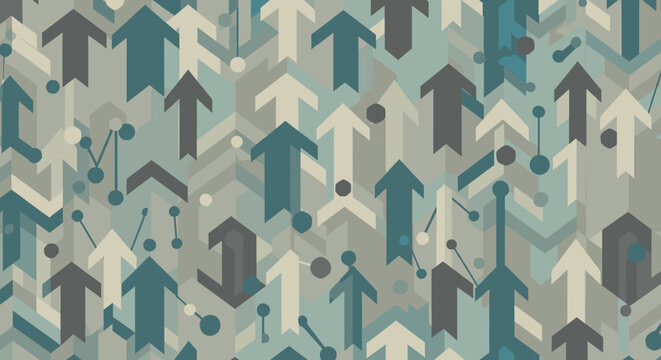 Modern graphic design showing upward trends and interconnectedness, conveying growth, progress, and strategic planning for business and marketing use.