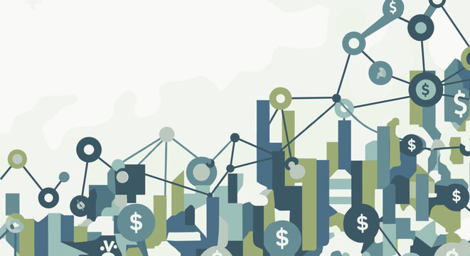 A modern abstract illustration conveying interconnectedness and communication, ideal for conveying complex systems or innovative strategies in busines