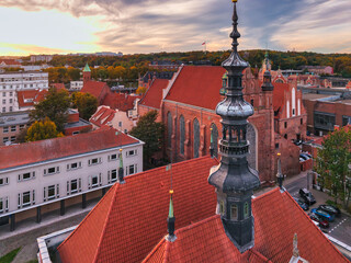 Beautiful sunset over the Old Town in Gdansk. Poland