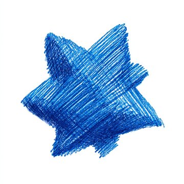 Blue Star Scribble - A Hand-Drawn, Textured Illustration on White.