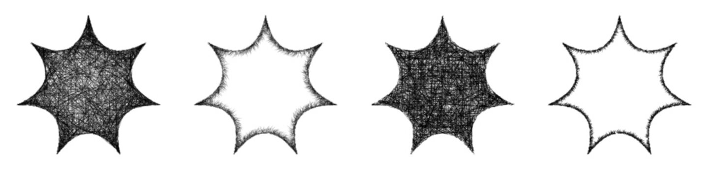 Sketch heptagram star shape design set