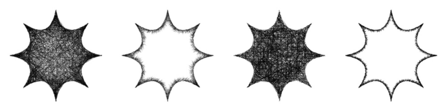 Sketch octagram star shape design set