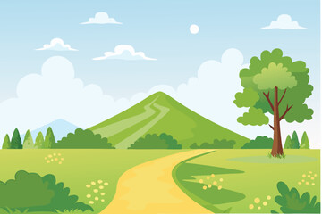 Obraz premium A serene landscape featuring a green hill and winding pathway