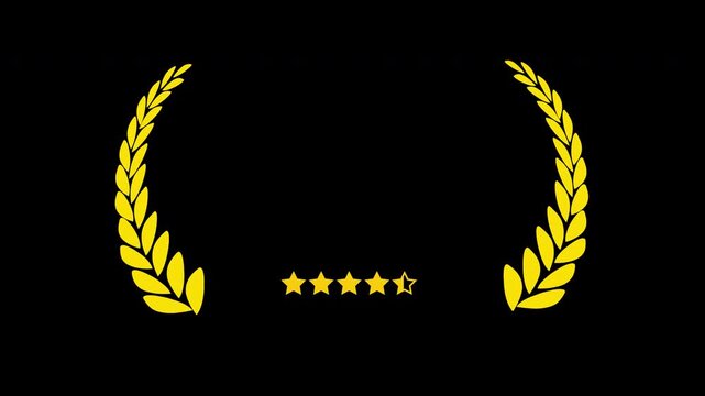 Award review frame with 4.5 star rating loop animation with alpha channel