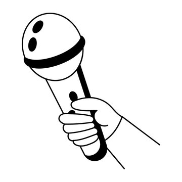 A doodle style icon showing a singing mic