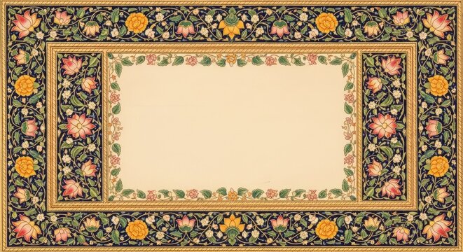 Ornate Floral Border Design with Central Blank Space for Text.