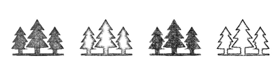 Obraz premium Sketch forest icon design set