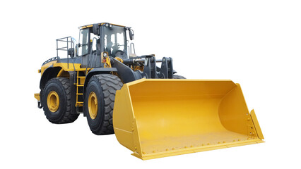 yellow bulldozer isolated on white bg © dword