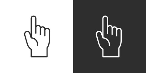 Fototapeta premium Pointing hand linear icon vector illustration with editable stroke minimal line design arrow gesture symbol isolated for UI UX interface