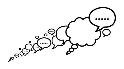 Communication Cloud Sequence: An array of speech bubbles cascades across the frame, each one conveying the essence of dialogues, discussion, and discourse. © Maira