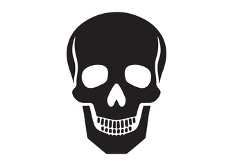Obraz premium skull and crossbones logo silhouette vector, human skull head logo silhouette vector illustration, crossing bones skull silhouette logo, toxic warning logo silhouette design on white background