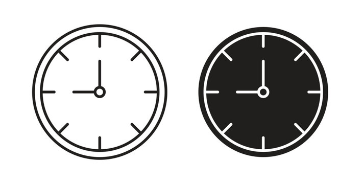 Clock nine icon vector design elements. icon in flat and line style.