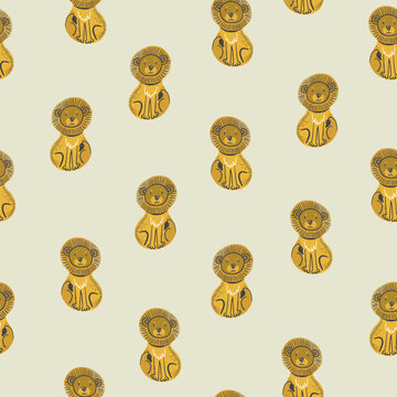 Cute Cartoon Lion Pattern Nursery Background