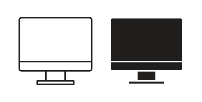 Computer screen icon vector design elements. icon in flat and line style.
