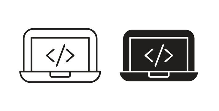 Display code icon vector design elements. icon in flat and line style.
