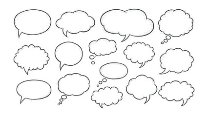 Fototapeta premium Communication Bubbles Collection: A versatile collection of speech bubbles in diverse shapes, perfect for conveying thoughts, ideas, and dialogue, ready to bring creativity to your project.
