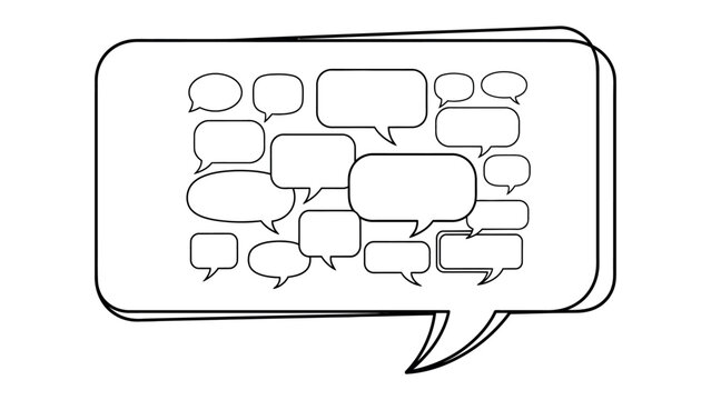 Conversations & Speech bubbles : A graphic depiction of assorted speech bubbles, evoking the spirit of dialogs, thoughts, and a plethora of communication narratives.
