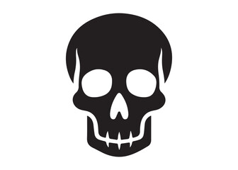 Fototapeta premium skull and crossbones logo silhouette vector, human skull head logo silhouette vector illustration, crossing bones skull silhouette logo, toxic warning logo silhouette design on white background