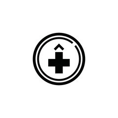 Fototapeta premium Black Medical Cross Icon with Upward Arrow in Circle