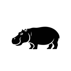 Fototapeta premium Black Silhouette of a Hippopotamus on White Background, Vector Graphic