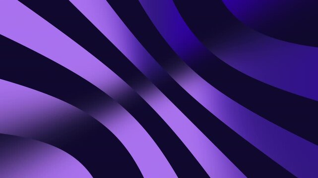 Abstract Dark Purple and Blue Glowing Wavy Lines Gradient Background Loop. A smooth and elegant motion graphic background featuring glowing, curved diagonal stripes in deep blue and vibrant purple.