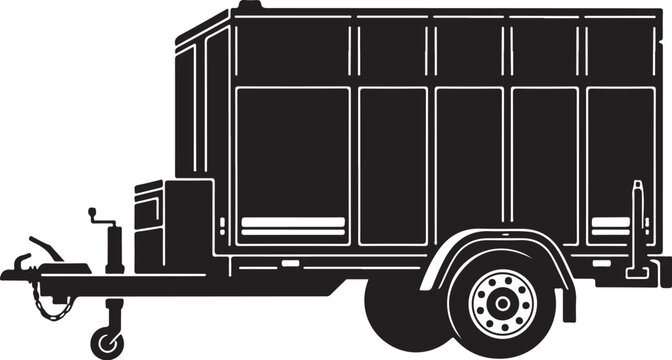 Black trailer vector, cargo trailer icon, truck trailer illustration, vehicle silhouette