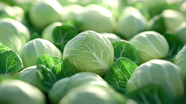 Vibrant Green Cabbage Patch with Freshly Harvested Vegetables for a Healthy Vegetarian Delight