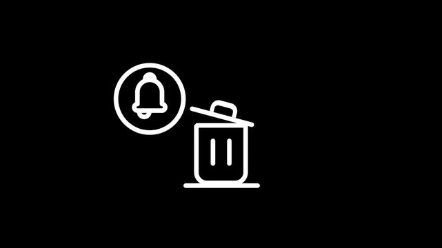 A bell notification icon paired with a trash bin symbol indicating a delete action alert or removal confirmation request sent to the user