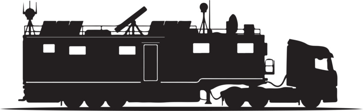 Black truck, mobile command center, emergency response vehicle, silhouette