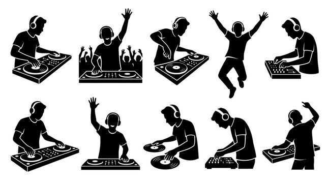 10 Man DJ Silhouette Vector Pack &ndash; Music Club & Party SVG Collection