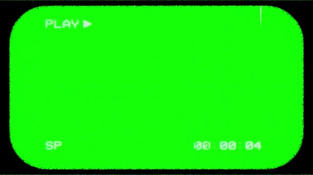 Vintage Analog Camcorder Green Screen LCD Playback Control Interface with Timer Display Overlay