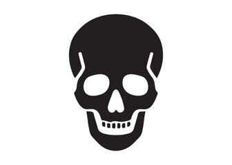 Obraz premium skull and crossbones logo silhouette vector, human skull head logo silhouette vector illustration, crossing bones skull silhouette logo, toxic warning logo silhouette design on white background