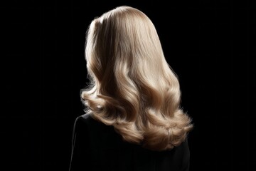 Naklejka premium Backlit blonde hair glows softly against a dark void