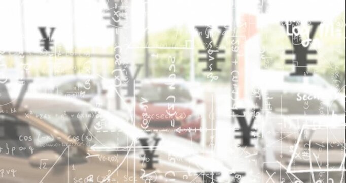 Animation of statistics and data processing on grey background