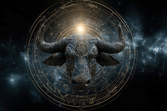 Unconventional modern representation of the Taurus zodiac sign symbolizing strength and patience, AI generated